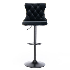 Swivel Barstools Adjusatble Seat Height, Modern Upholstered Bar Stools With Backs Comfortable Tufted For Home Pub And Kitchen Island (Set of 2)