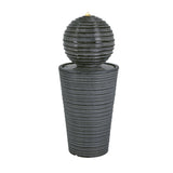 31.5' Tall Striped Concrete Column Fountain with LED Light - Gray Concrete Design