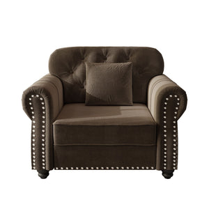 Upholstered Sofa With Nailhead Trim And Rolled Armrests