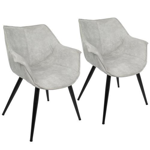 Wrangler Industrial Chair Set of 2 with Cushioned Armrests - Light Gray