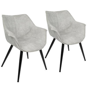 Wrangler Industrial Chair Set of 2 with Cushioned Armrests - Light Gray