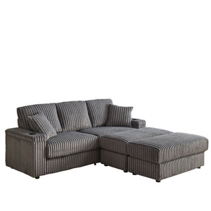 3 Seater Sofa With 2 Ottomans For Living Room