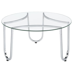 Beller Round Tempered Glass Top Cocktail Coffee Table Chrome