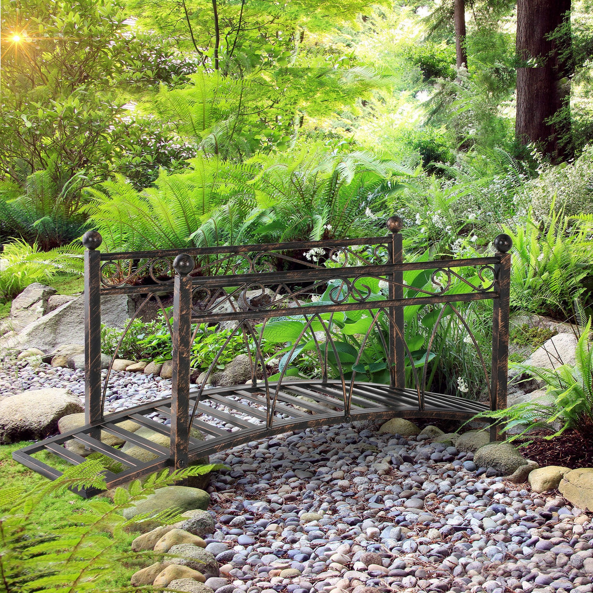 Outsunny Metal Arch Zen Garden Bridge