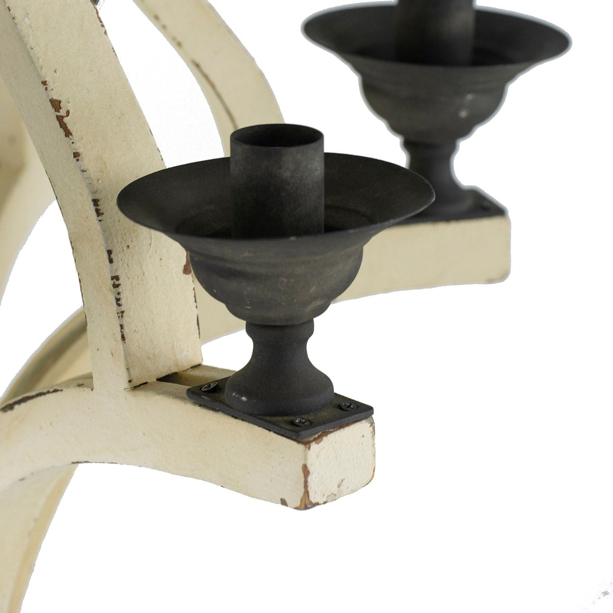 6 Light Wood Chandelier with Adjustable Chain - Cream