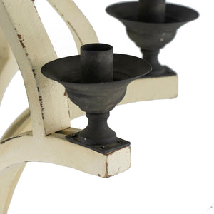 6 Light Wood Chandelier with Adjustable Chain - Cream