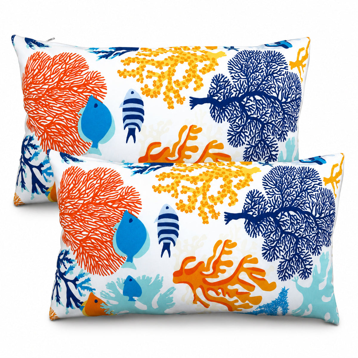4 Pack Outdoor Lumbar Pillow with Inserts - Ocean Coral