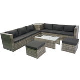 8 Piece Patio Sectional Wicker Rattan Outdoor Sofa Set with Storage Box