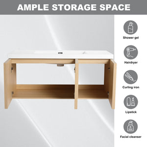 Wall-Mounted Bathroom Vanity With Resin Sink And Soft Closing Doors