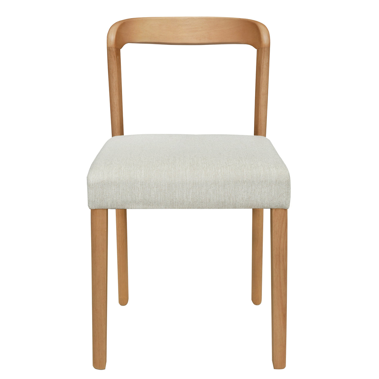 Solid Rubber Wood Dining Chairs (Natural Oak + Beige) Set of 2