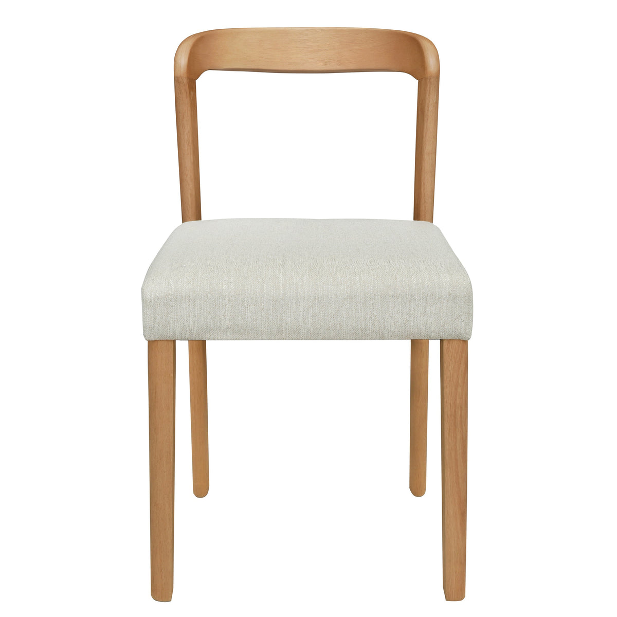 Solid Rubber Wood Dining Chairs (Natural Oak + Beige) Set of 2