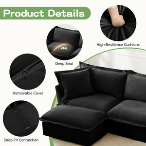 Upholstered Slipcovered Armchair with Ottoman