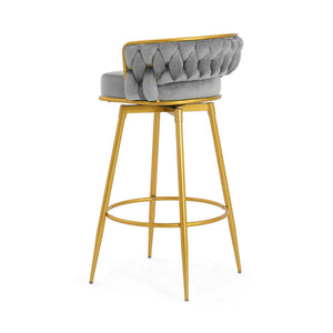 Modern Low Back Upholstered Counter Height Bar Stools (Set of 2)