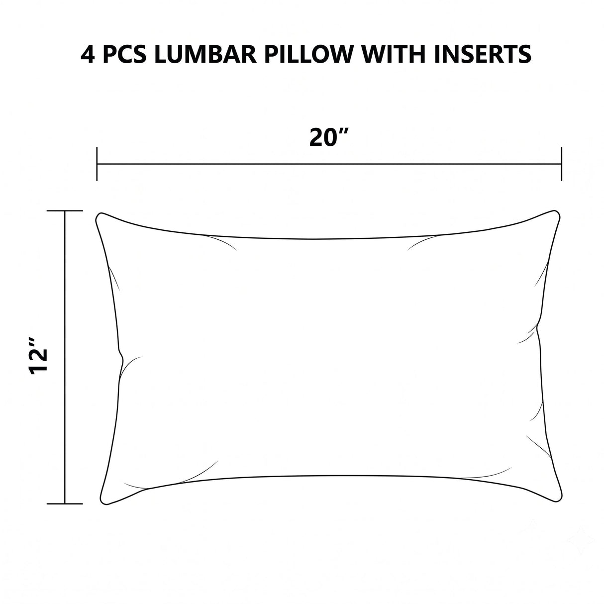 4 Pack Outdoor Lumbar Pillow with Inserts, 12x20 Inch