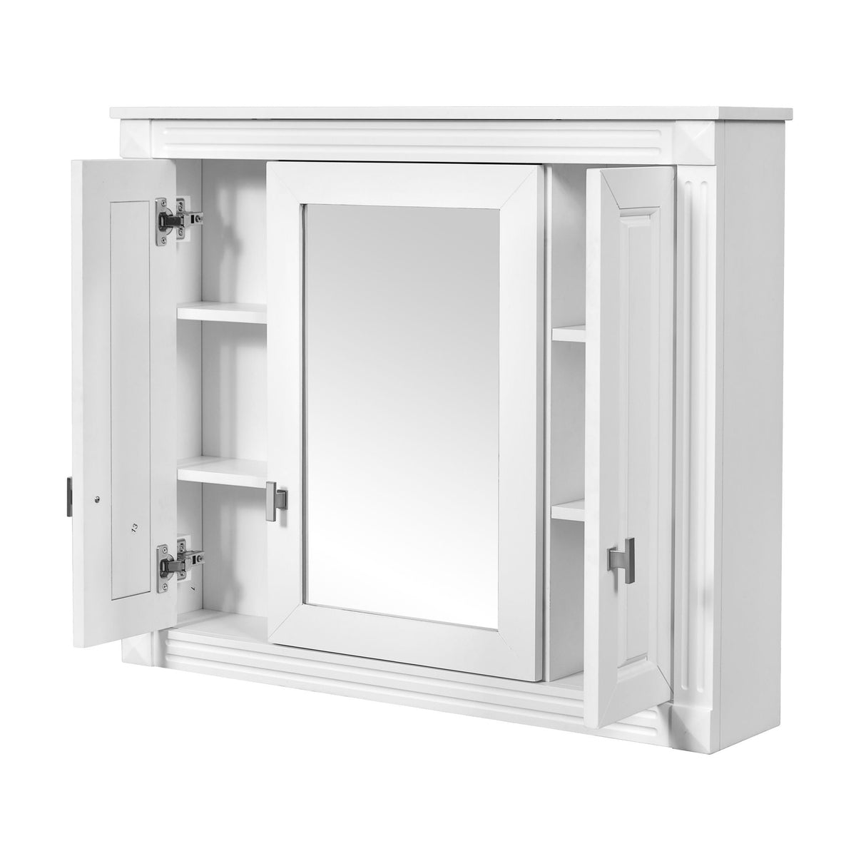 Wall Mounted Bathroom Cabinet With Mirror And 5 Shelves, Rectangular Design