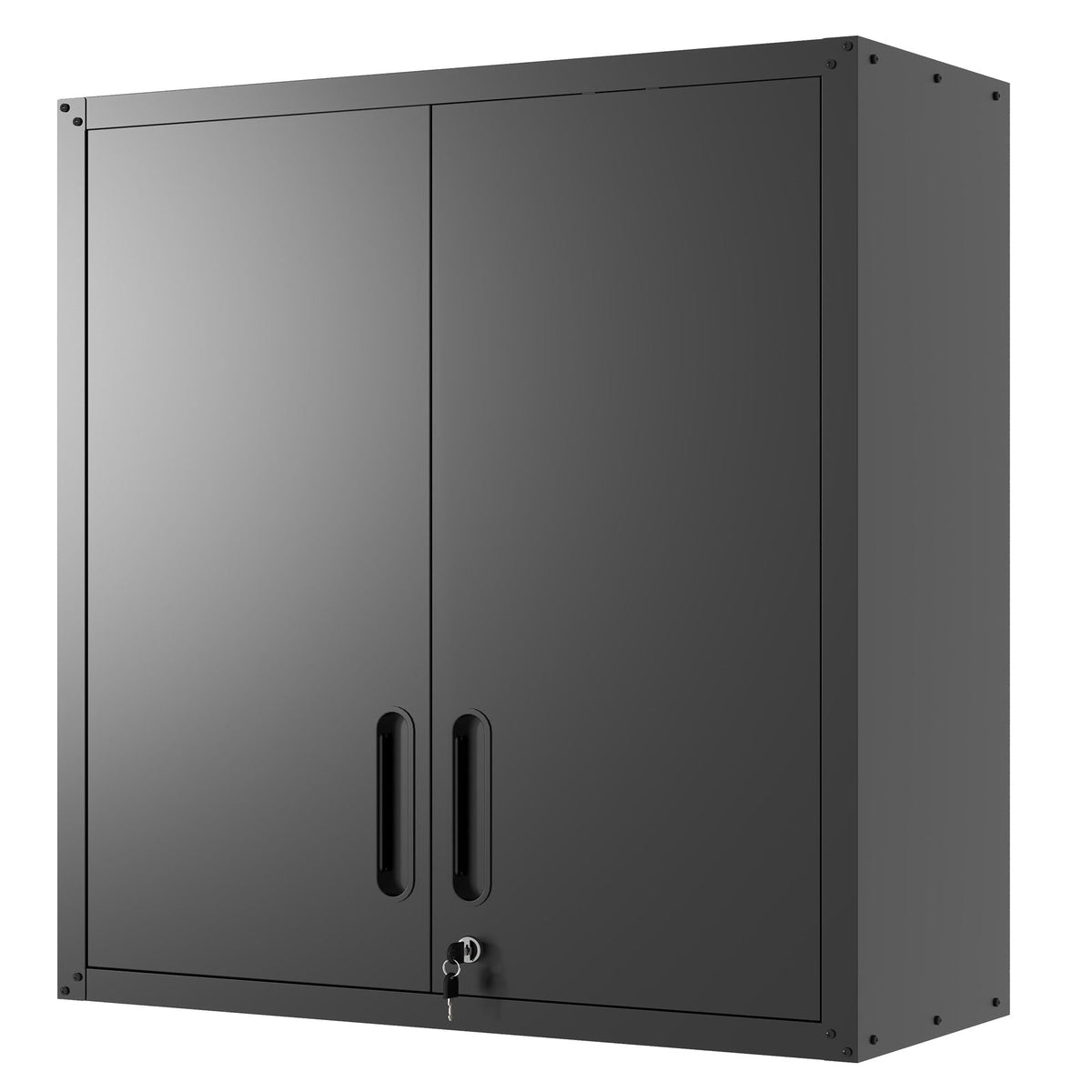 Metal Wall Mounted Tool Storage Cabinet With 2 Locking Doors, Adjustable Shelf, And Drawer