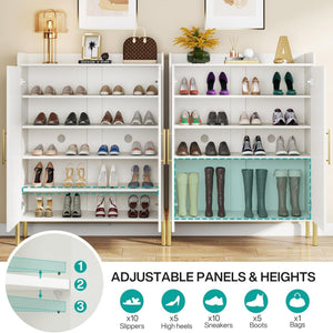 6 Tier Entryway Shoe Cabinet With Doors