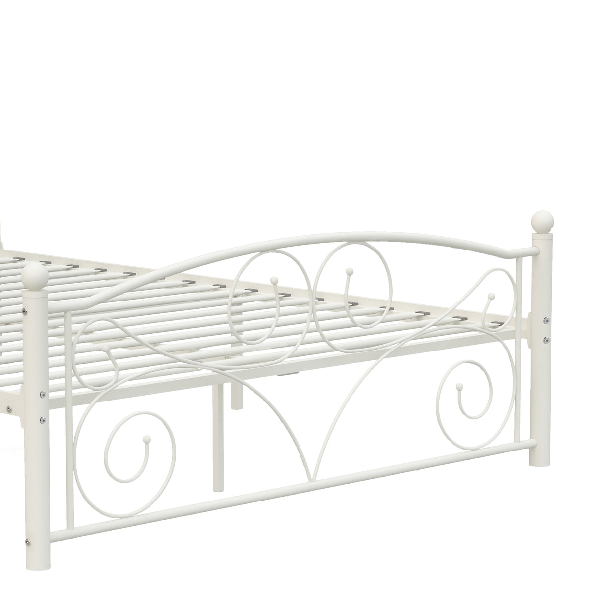 Full Size Unique Flower Sturdy System Metal Bed Frame with Headboard