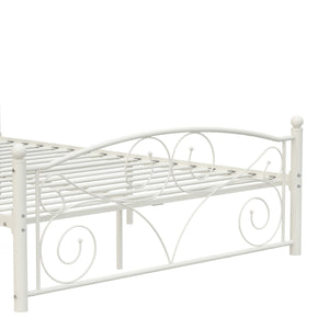Full Size Unique Flower Sturdy System Metal Bed Frame with Headboard