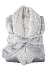 Luxe Leopard Faux Fur Satin Robe in Silver