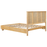 Natural Queen Size Wood Bed Frame With Reeded Headboard