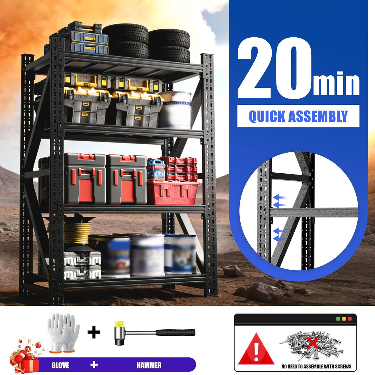 Heavy Duty Metal Adjustable Garage Shelves