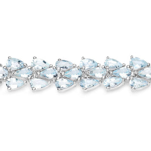 14.11 Carat Genuine Aquamarine .925 Sterling Silver Bracelet