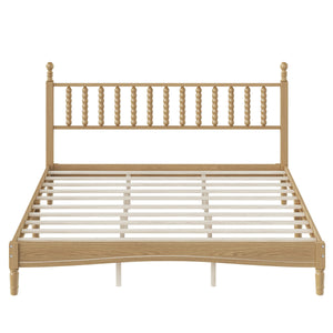 King Size Wood Platform Bed with Gourd Shaped Headboard