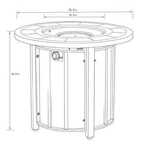 30" Propane Gas Fire Pit Table with Mosaic Ceramic Tabletop