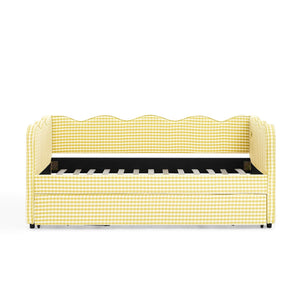 Gingham Daybed With USB Charging Port, Wave-Shaped Design