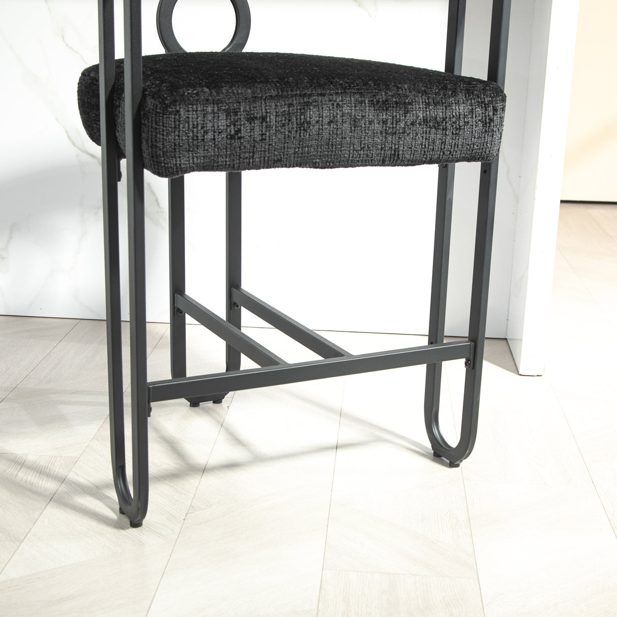 Household bar stools set of 2, modern upholstered with back