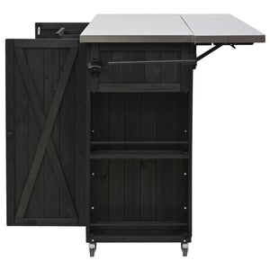 Outdoor Kitchen Island With Stainless Steel Top, Ample Storage Space, Towel And Spice Racks And A Bottle Opener