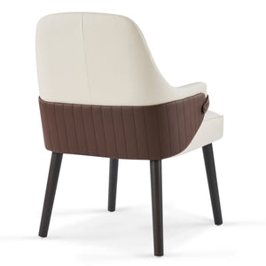 Indoor Dining Chair Set of 2 with Ergonomic Armrests - Beige/Brown