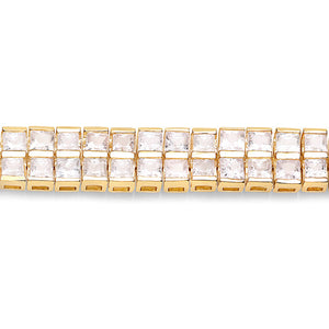 14K Yellow Gold Plated 9.52 Carat Genuine Blue Sapphire and White Sapphire .925 Sterling Silver Bracelet