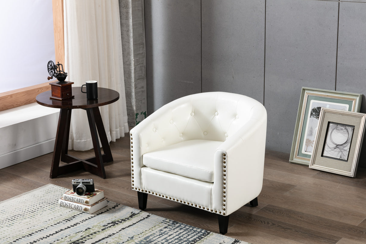 Pu leather tufted barrel chairtub chair for living room bedroom club chairs