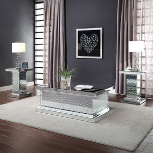Nysa - 26" End Table - Mirrored & Faux Crystals