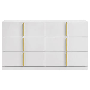 Ines 6-drawer Bedroom Dresser Cabinet White High Gloss