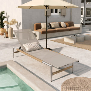 Hargrove Outdoor Aluminum Chaise Lounge with Mesh Seat