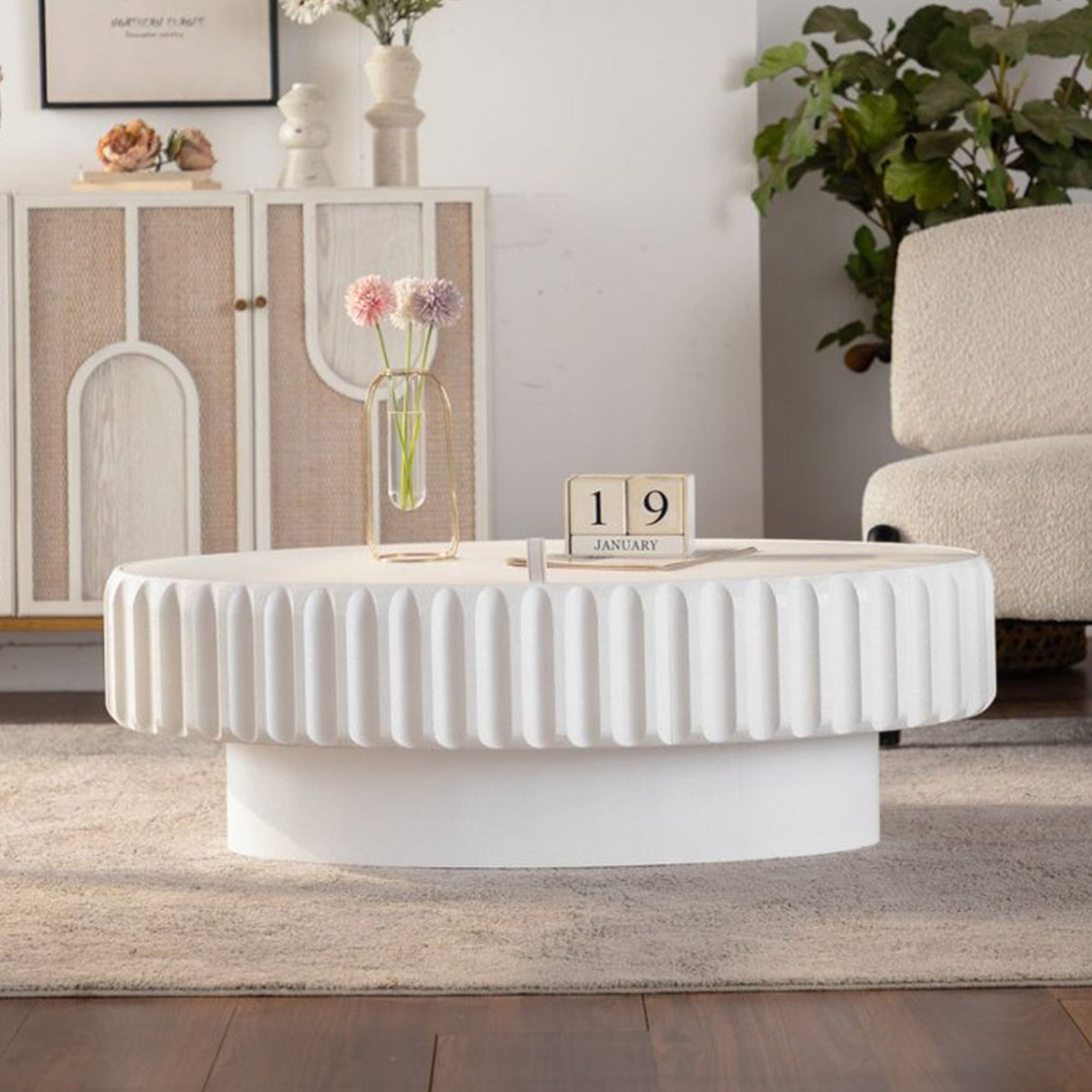 Fluted Storage Table with Lift-Off Lid