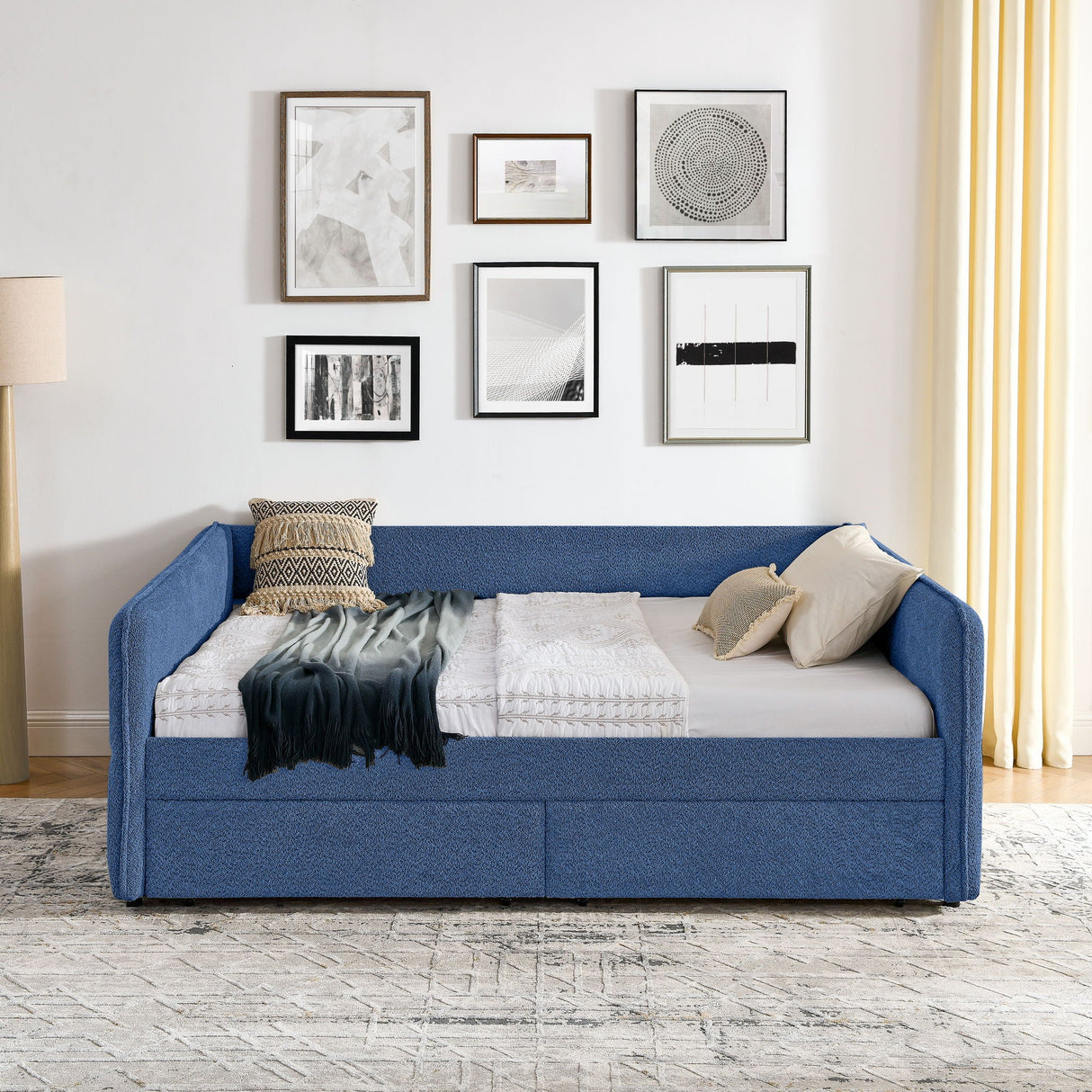 Upholstered Daybed & 2 Drawers