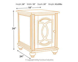 Realyn - Chair Side End Table - Insert Mirror - White / Brown