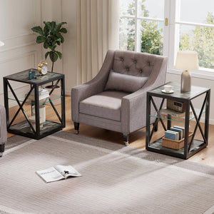 Set of 2 Modern End Tables for Bedroom & Living Room