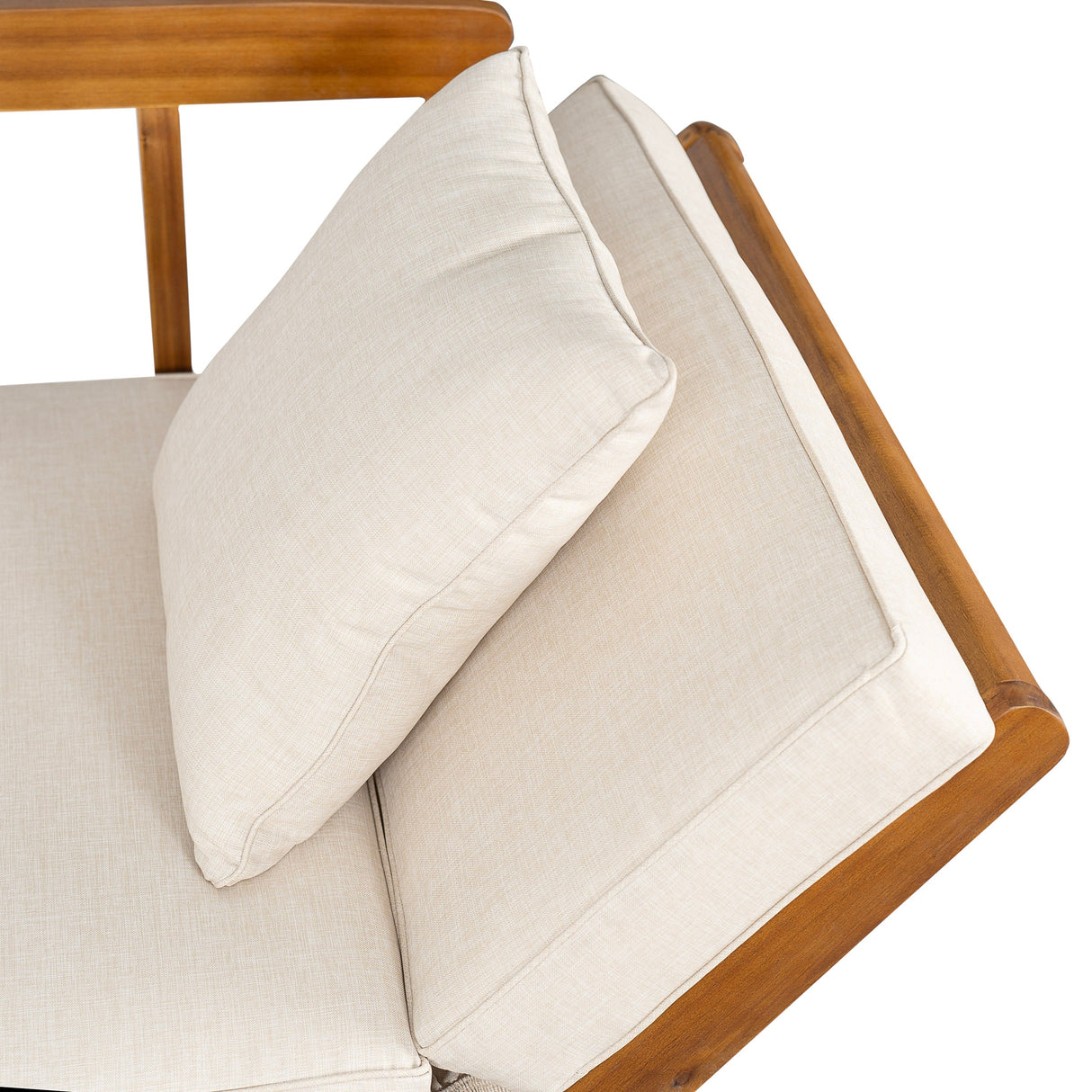 Outdoor Patio Daybed Sofa, 3-Seat Sofa with Foldable Arm & Removable Cushions