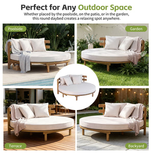 TOPMAX Outdoor Acacia Wood Round Daybed
