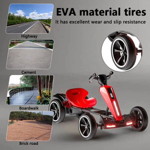 Electric Kids Pedal Go Kart With Adjustable Seat, Foldable Design