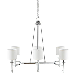 6-Light Chandelier with Fabric Drum Shades