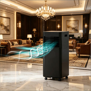 Mobile Air Conditioner with Wheels with LED Display and Remote Control - Black