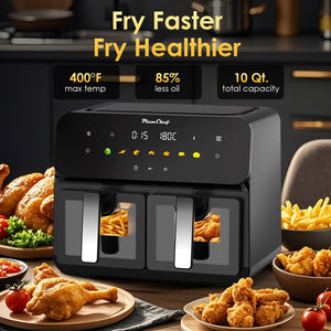 10QT Dual Air Fryer with Double Basket Design