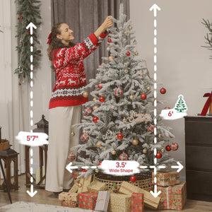 6 Ft Artificial Frosted Christmas Tree With Realistic Branches
