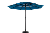 Aluminium 10ft 3 Tier Auto-Tilt Outdoor Patio Umbrella - Dark Blue